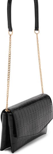 Croc Embossed Faux Leather Shoulder Bag