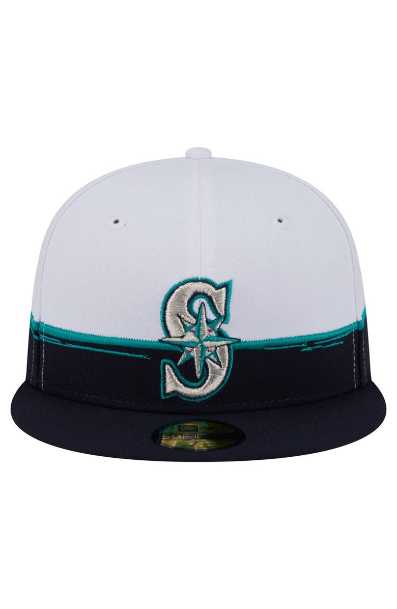 New Era Men's New Era Navy/White Seattle Mariners Paint Stroke 59FIFTY Fitted Hat, Alternate, color, Navy