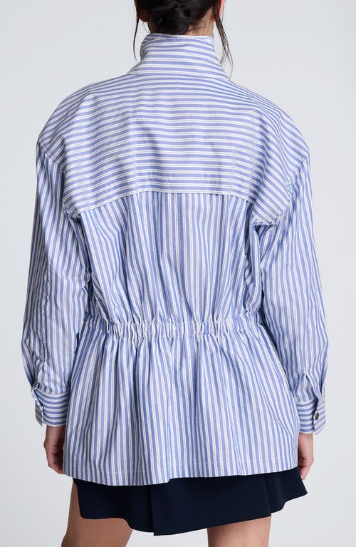 Kenneth Cole Stripe Cotton Jacket In Blue