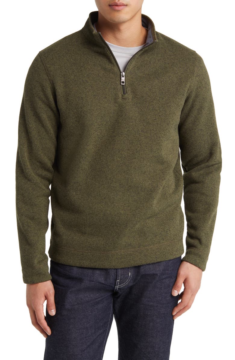 Peter Millar Crown Sweater Fleece Quarter Zip Pullover, Main, color, Juniper