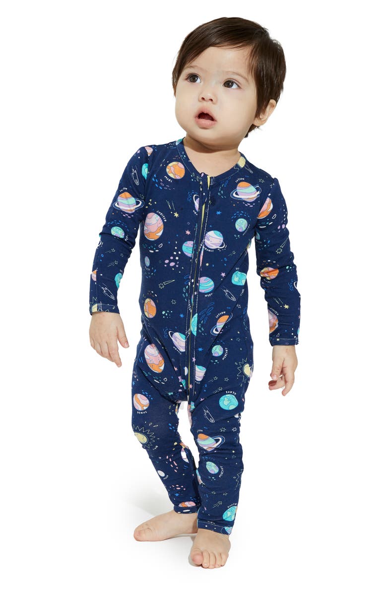 Bellabu Bear Kids' Planets Fitted Convertible Footie Pajamas, Alternate, color, 