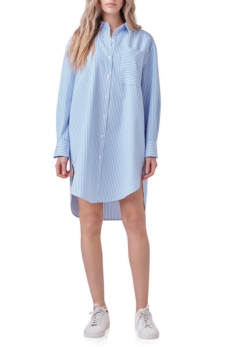 English Factory Stripe Long Sleeve Shirtdress, Main, color, 