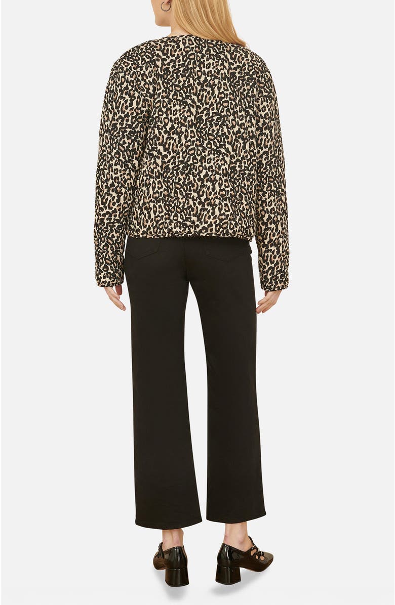 Yumi Leopard Print Round Neck Boxy Jacket, Alternate, color, Black