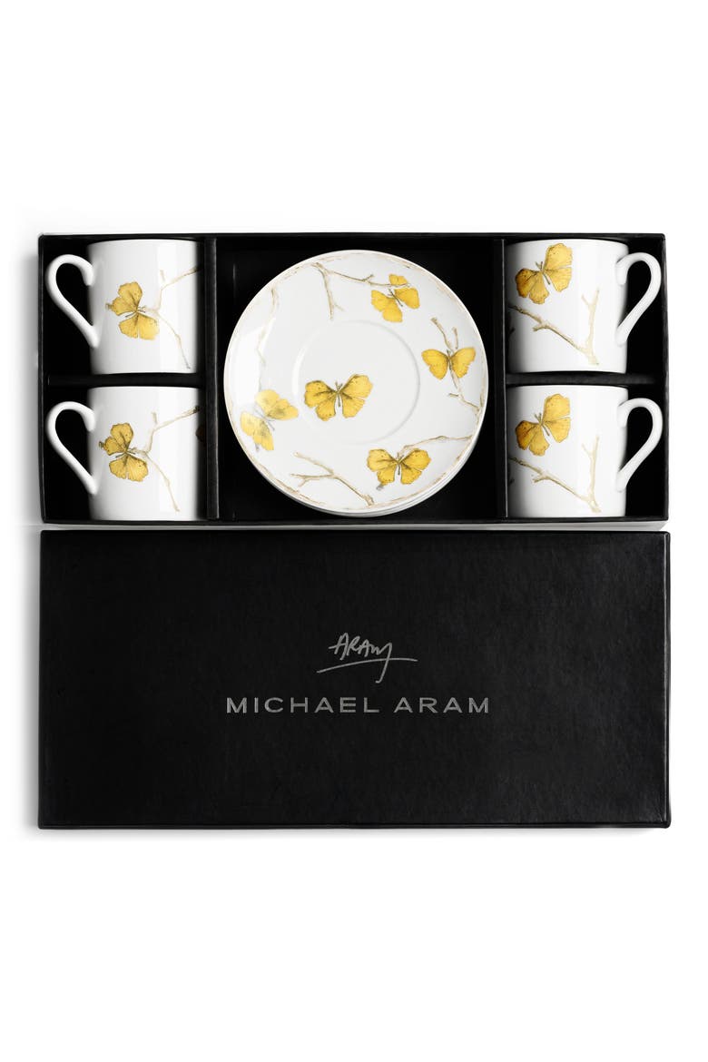 Butterfly Gingko Demitasse 9-Piece Set, Alternate, color, WHITE/ YELLOW