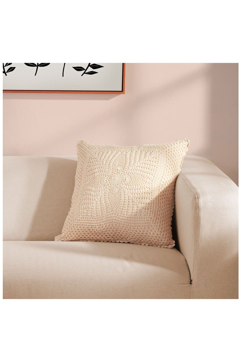 Esme Crochet Throw Pillow, Alternate, color, ECRU