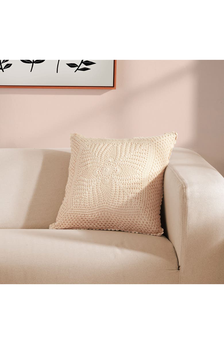 ROSELLI TRADING COMPANY Esme Crochet Throw Pillow, Alternate, color, Ecru
