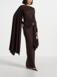Manière De Voir Edena Asymmetric Ruched Draped Maxi Dress