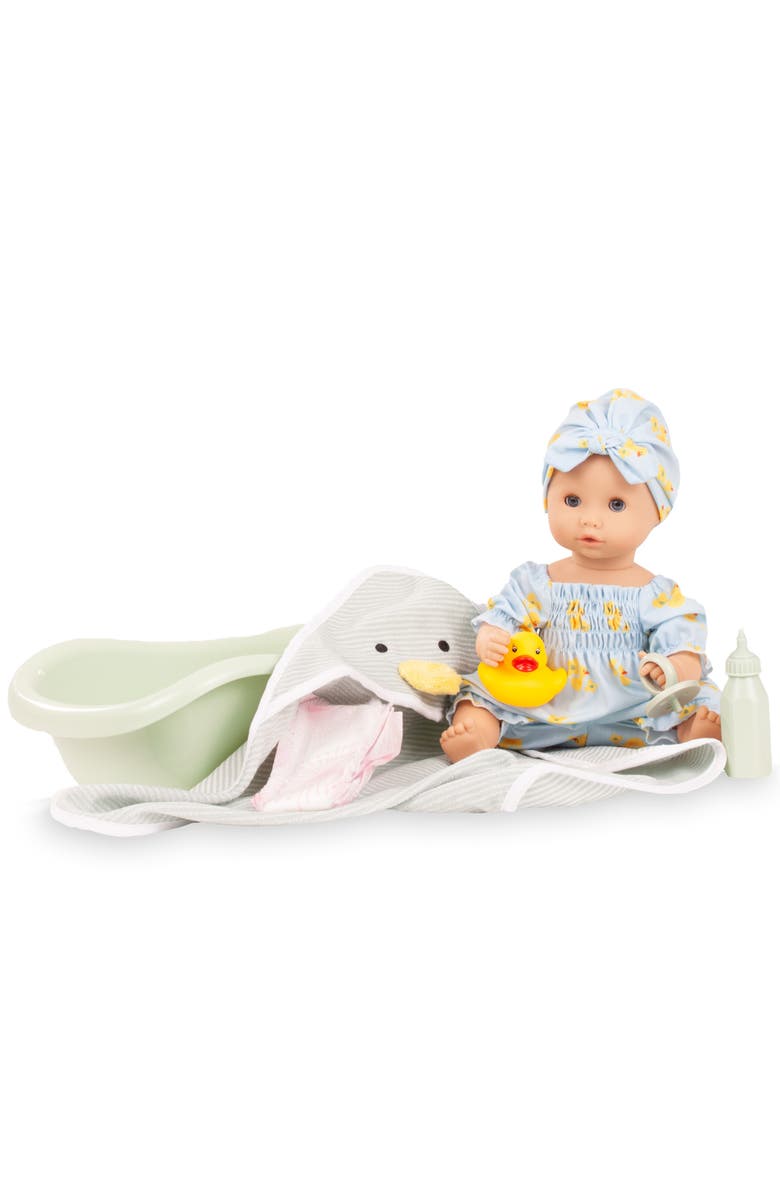 Gotz Sleepy Aquini Little Duck - Bath Doll Set, 13" Drink & Wet Baby, Kids 3+, Main, color, Multicolored