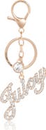 Juicy Couture Crystal Pave "Juicy" Script Gold-Tone Keychain
