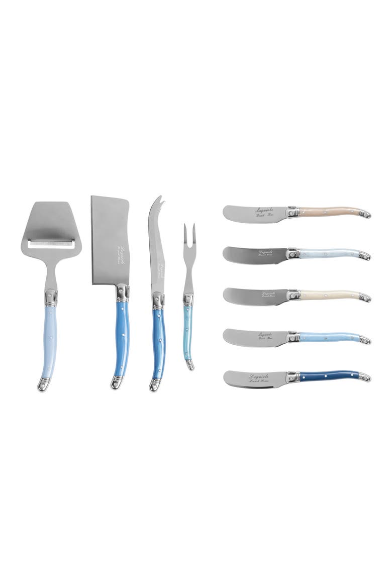 9-Piece Laguiole Cheese Knife Set, Main, color, BLUE