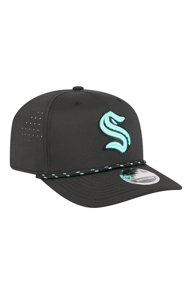 New Era Men's New Era Black Seattle Kraken Sport Vented 9SEVENTY Rope Adjustable Hat, Alternate, color, Black