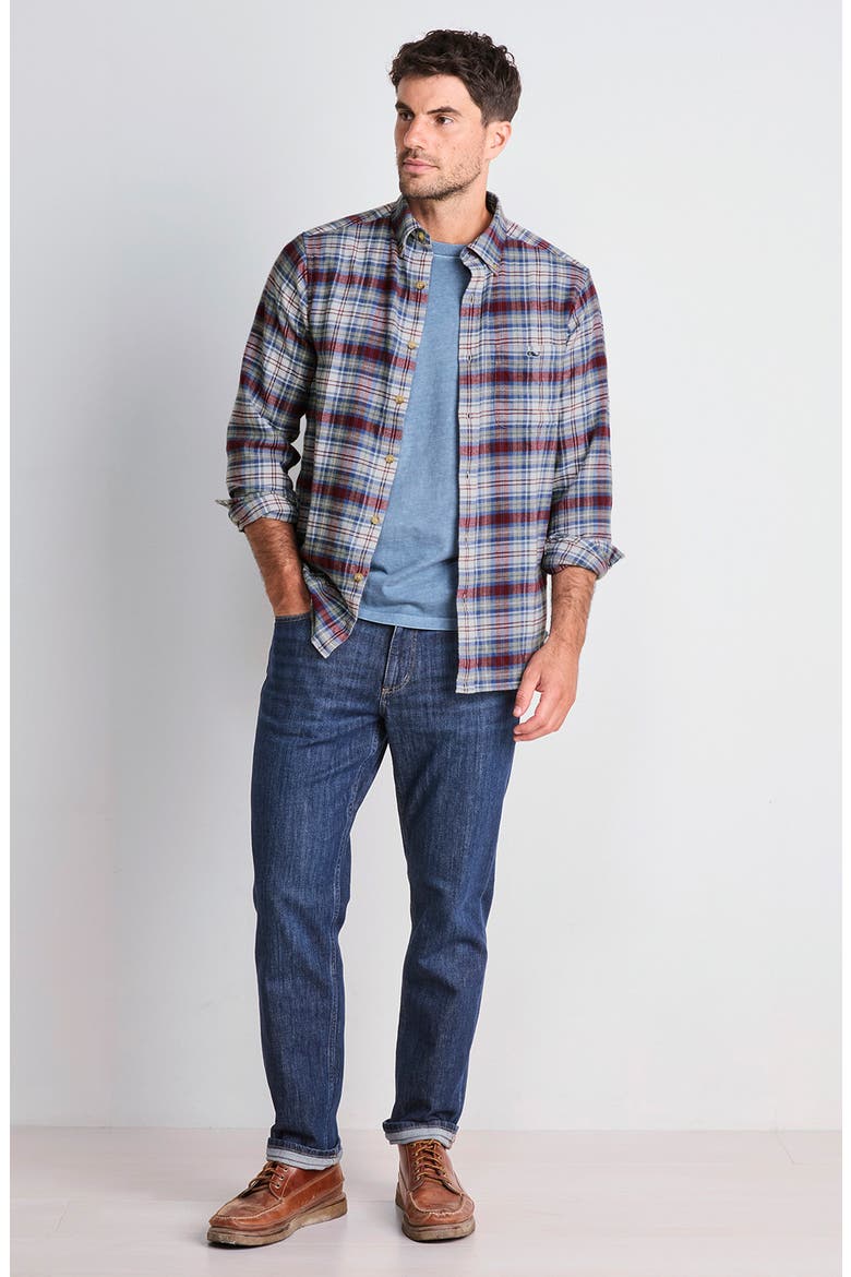 Great Point Plaid Stretch Flannel Button Down Shirt, Alternate, color, CRIMSON