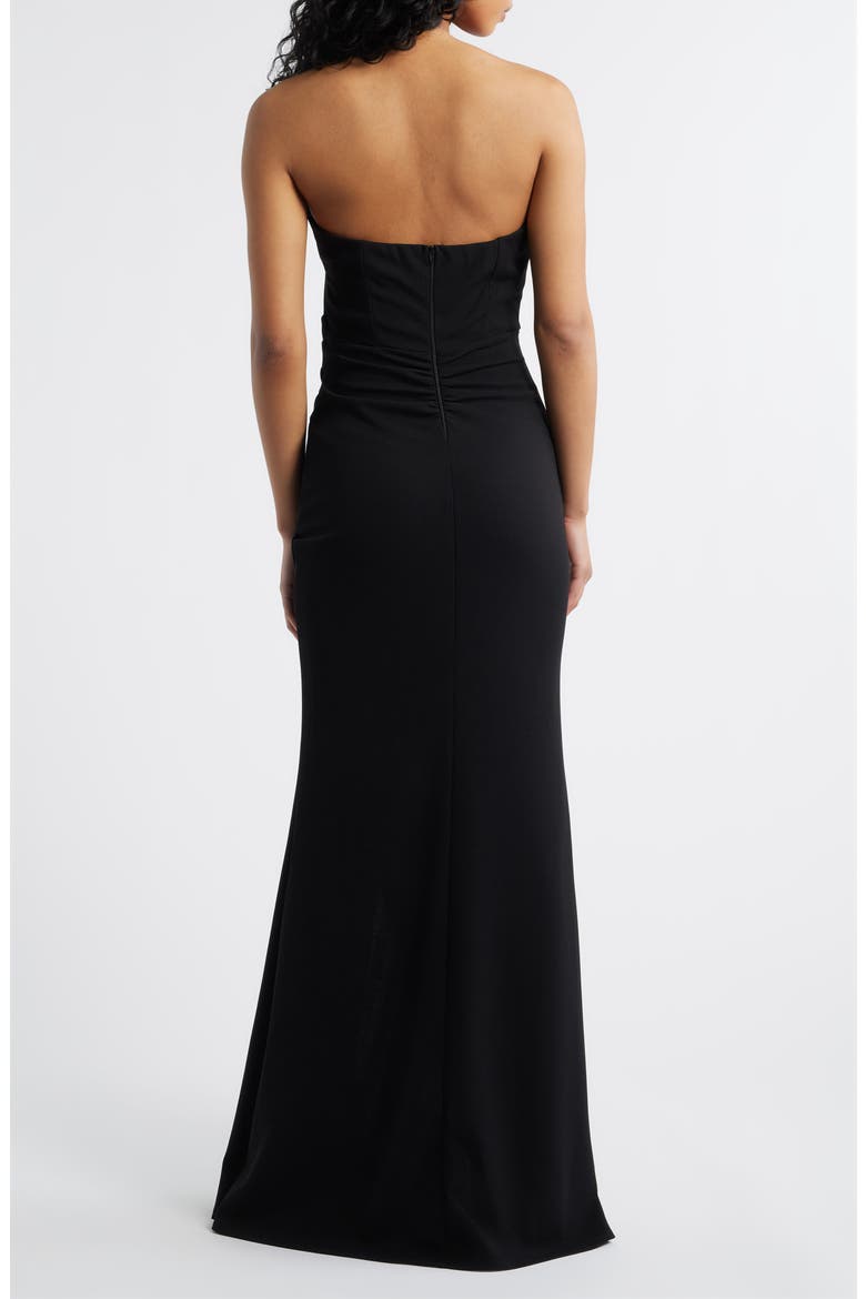 Strapless Cateye Corset Scuba Gown, Alternate, color, BLACK