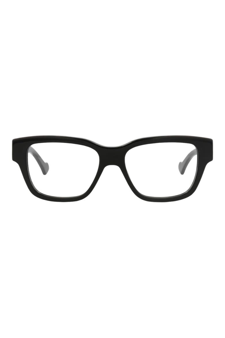 52mm Rectangular Optical Glasses, Main, color, BLACK BLACK TRANSPARENT