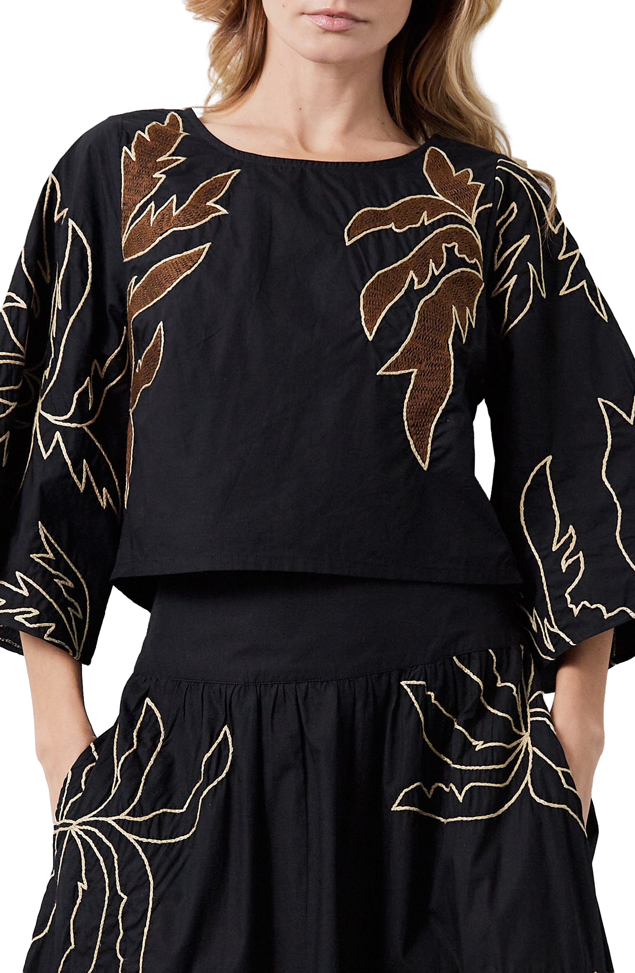 CIEBON Tyler Embroidered Crop Shirt