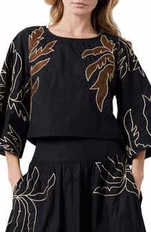 CIEBON Tyler Embroidered Crop Shirt