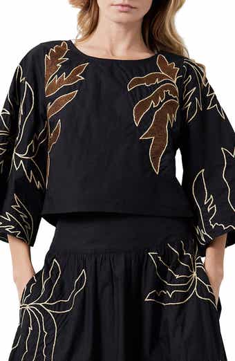 CIEBON Tyler Embroidered Crop Shirt