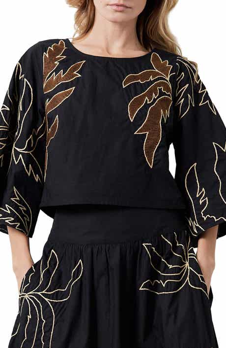 CIEBON Tyler Embroidered Crop Shirt