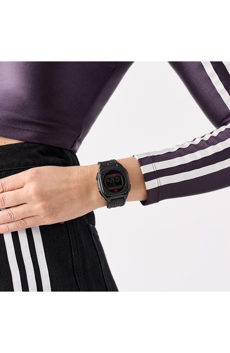 adidas City Tech 4 Silicone Strap Watch, 42mm, Alternate, color, Black