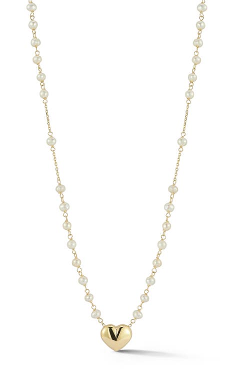 Freshwater Pearl Beaded Heart Pendant Necklace