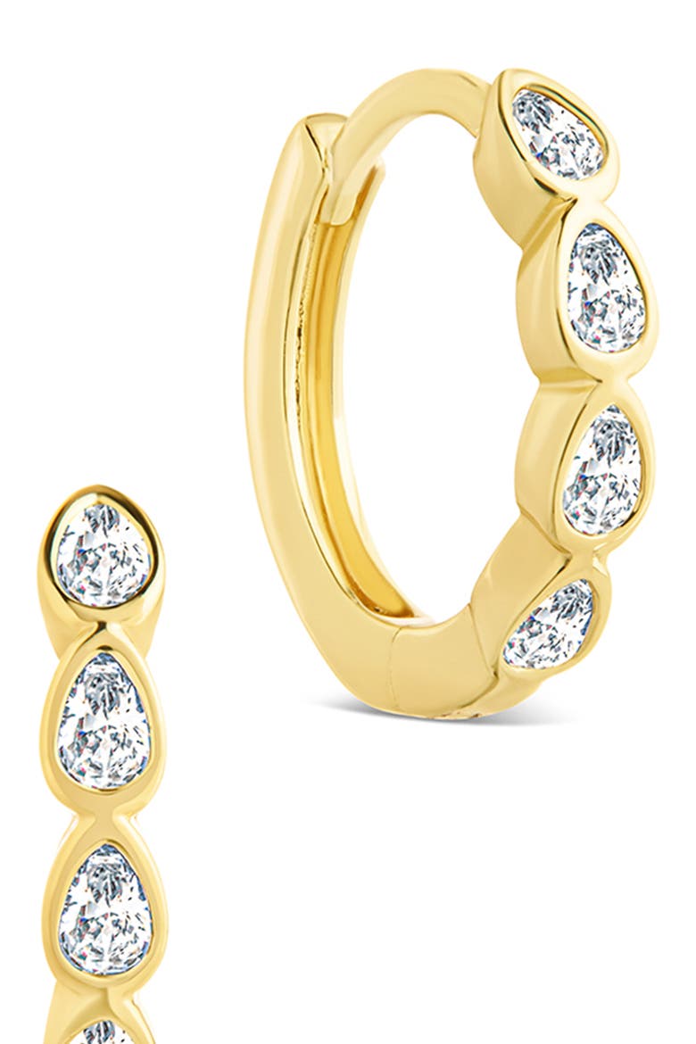 Irvette Bezel Set CZ Hoop Earrings, Alternate, color, GOLD