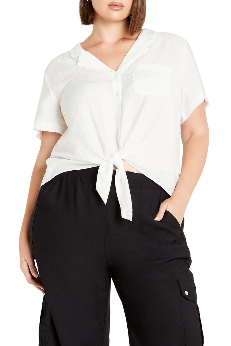 Kasbah Short Sleeve Button-Up Shirt, Main, color, IVORY