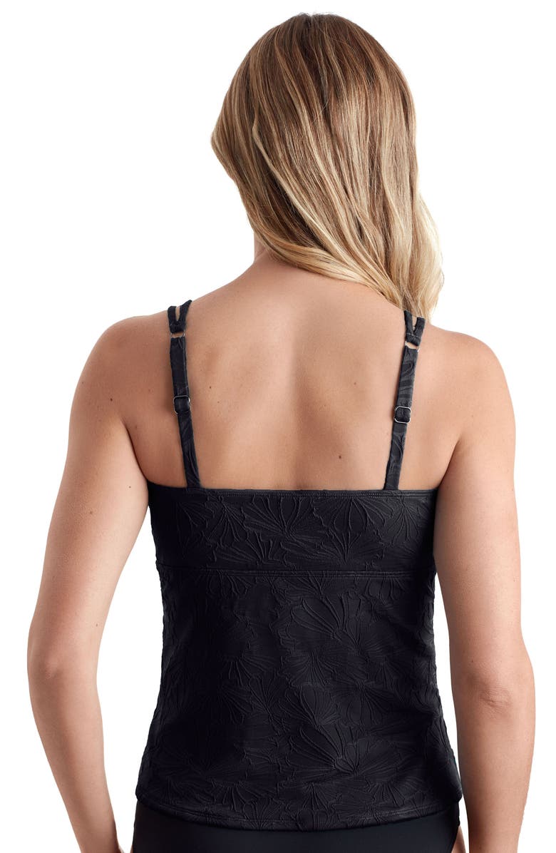 ShapeSolver Crossover Tankini Swimsuit Top, Alternate, color, Black Pressed Flowers