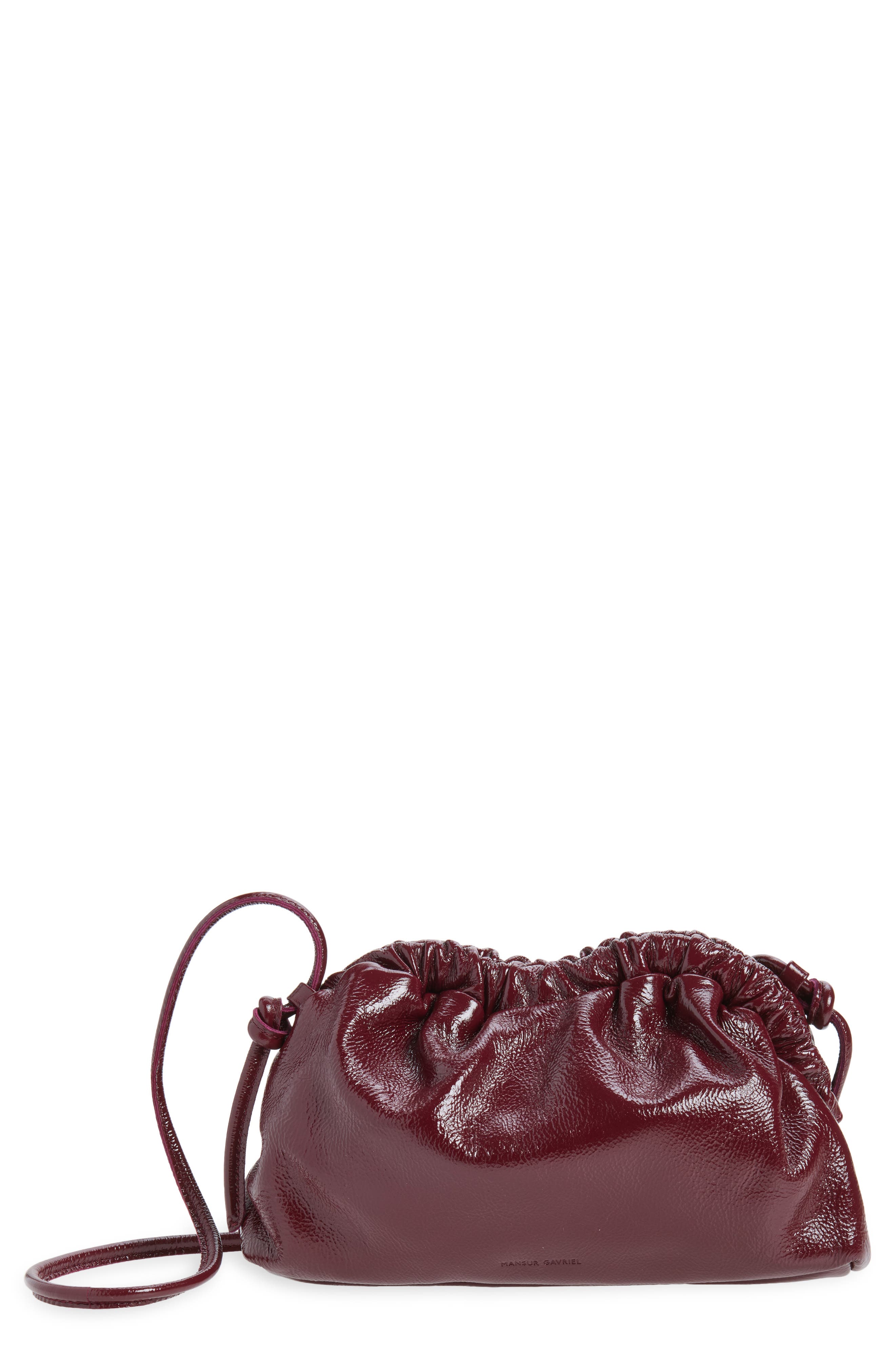 Mini Cloud Leather Clutch, Main, color, CLARET