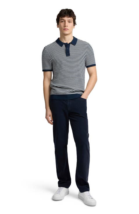 Cotton Textured Knit Polo Tee