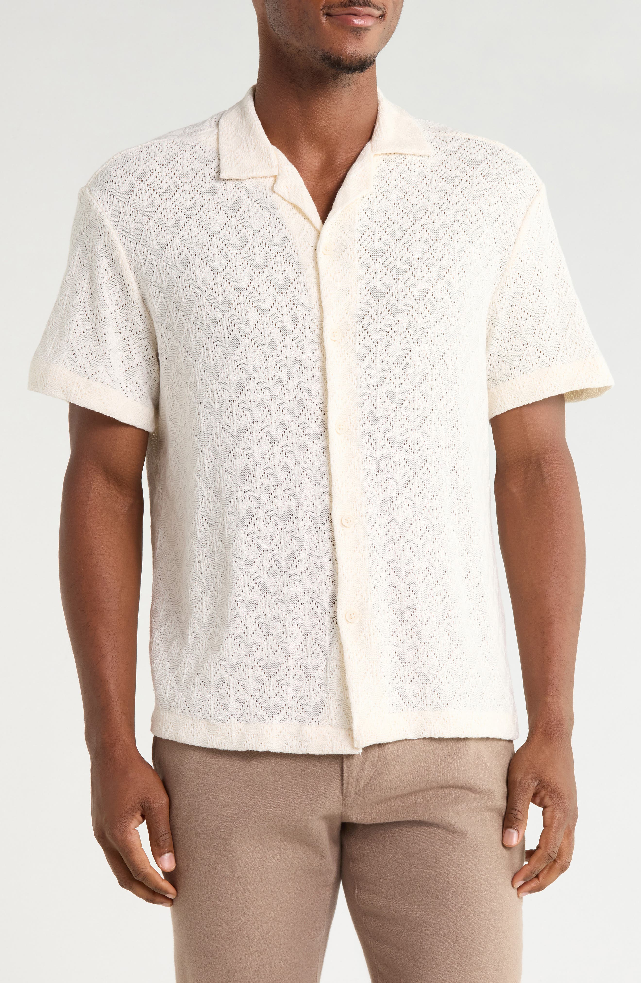 Textured Diamond Camp Shirt