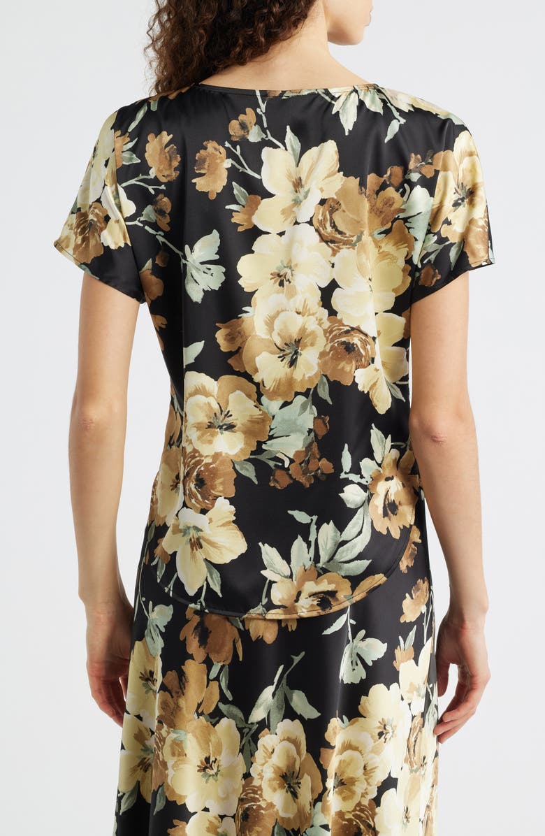 Anne Klein Floral Print Bateau Neck Top, Alternate, color, Anne Black Multi