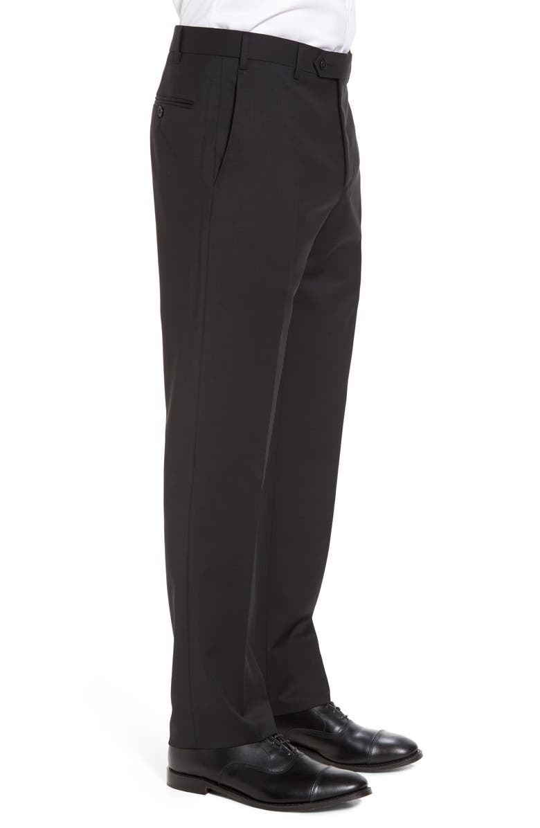 Zanella Devon Flat Front Classic Fit Solid Wool Serge Dress Pants, Alternate, color,