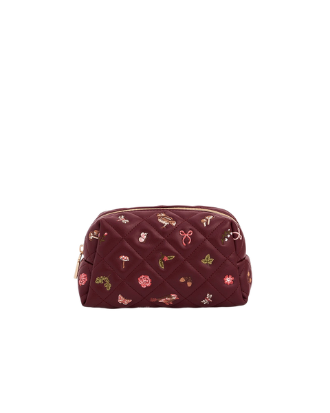 Embroidered Quilted Medium Pouch
