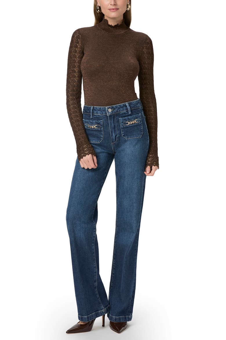 Stephanie Metallic Knit Top, Alternate, color, BRNZSPKL