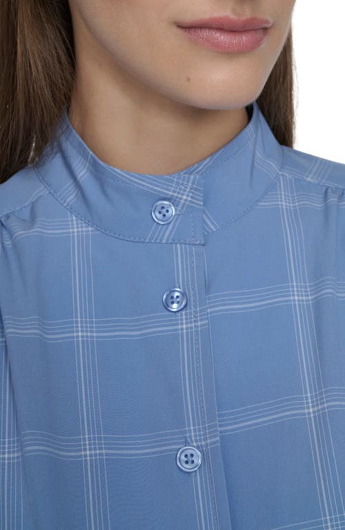 Shop Calvin Klein Windowpane Plaid Cap Sleeve Midi Shirtdress In Bayou White
