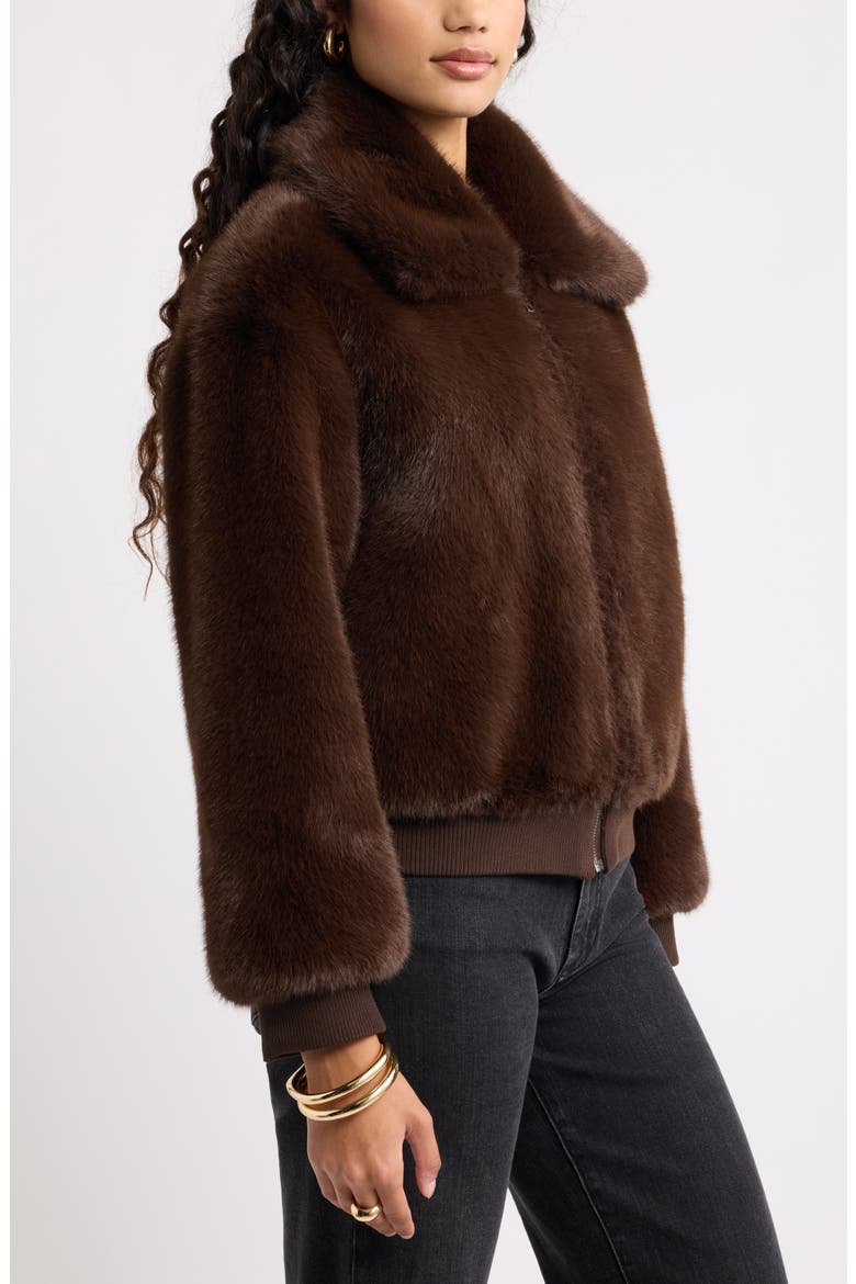 Faux Fur Jacket, Alternate, color, BROWN SEAL