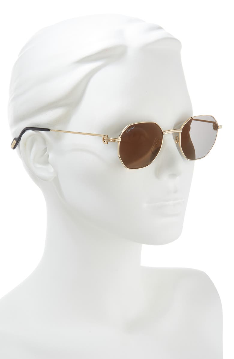 Cartier 50mm Round Sunglasses, Alternate, color, Gold