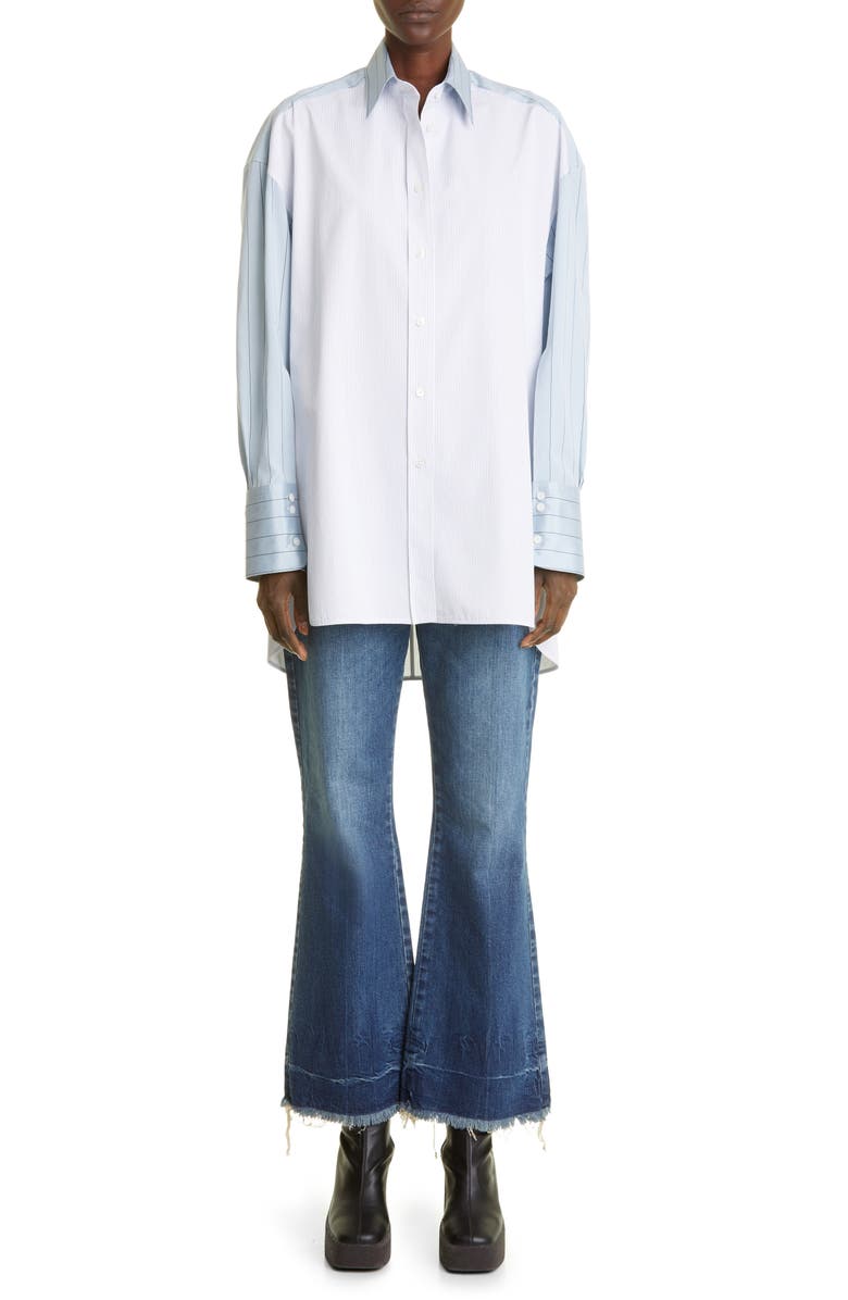 Stella McCartney Stripe Oversize High-Low Organic Cotton Button-Up Shirt, Alternate, color, 