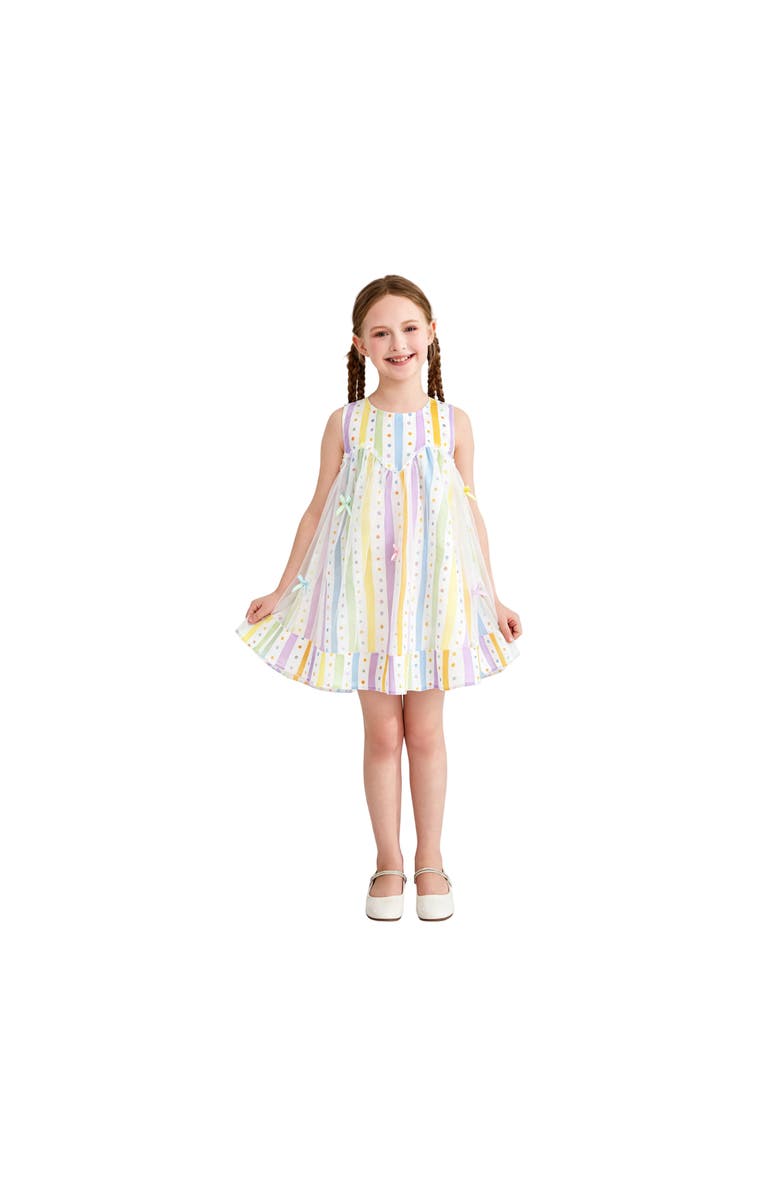 Mimi Tutu Caliora Striped Bow Tulle Dress, Alternate, color, White
