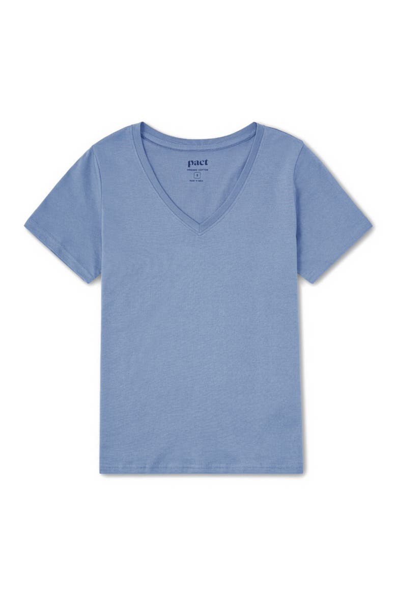 Organic Cotton Softspun V-Neck Tee, Alternate, color, Hydrangea Blue