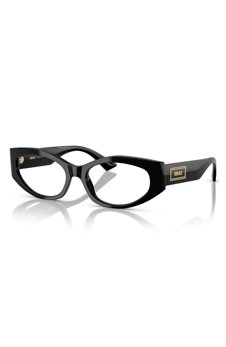 Versace 53mm Irregular Optical Glasses, Alternate, color, Black