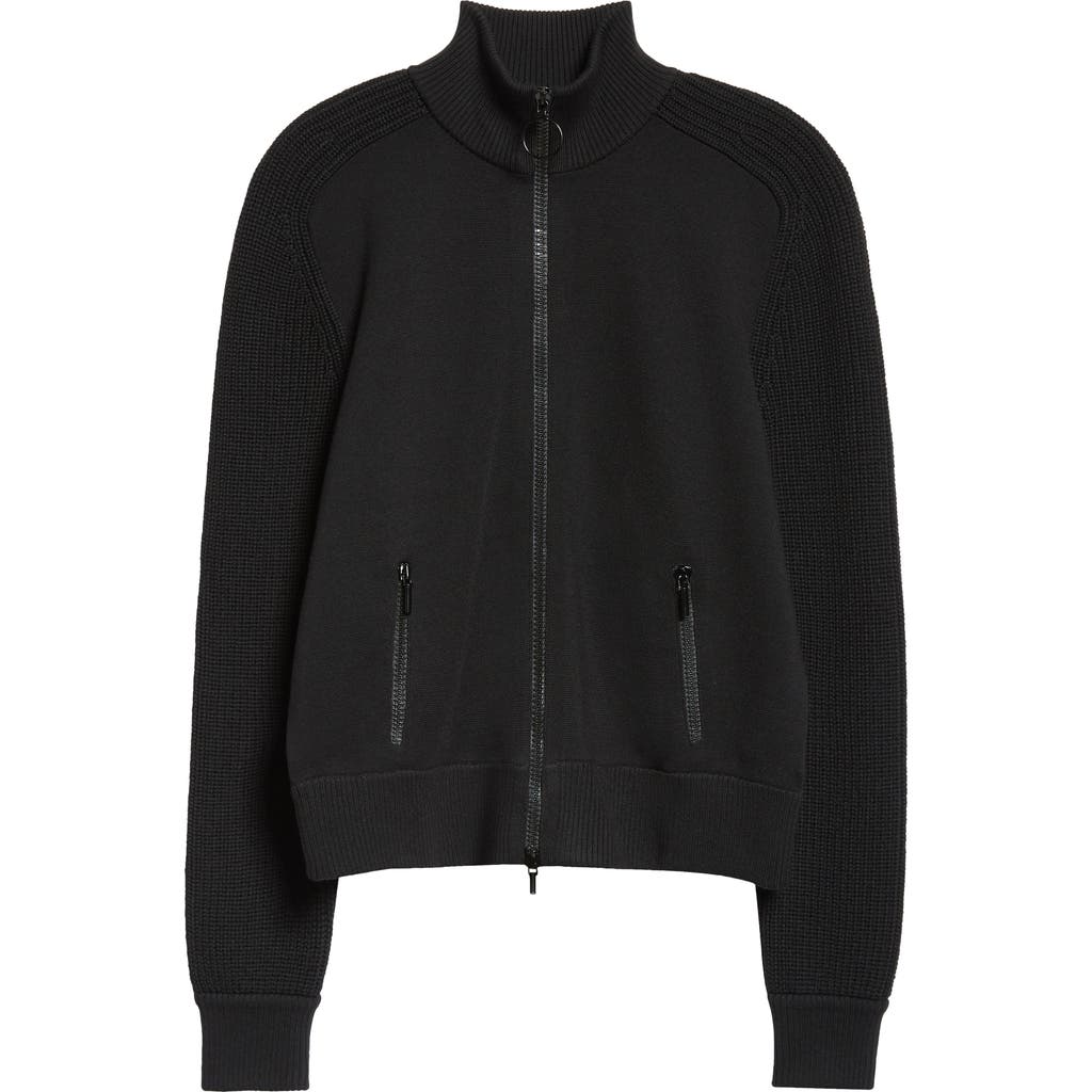 Akris Punto Stretch Merino Wool Bomber Cardigan In Black
