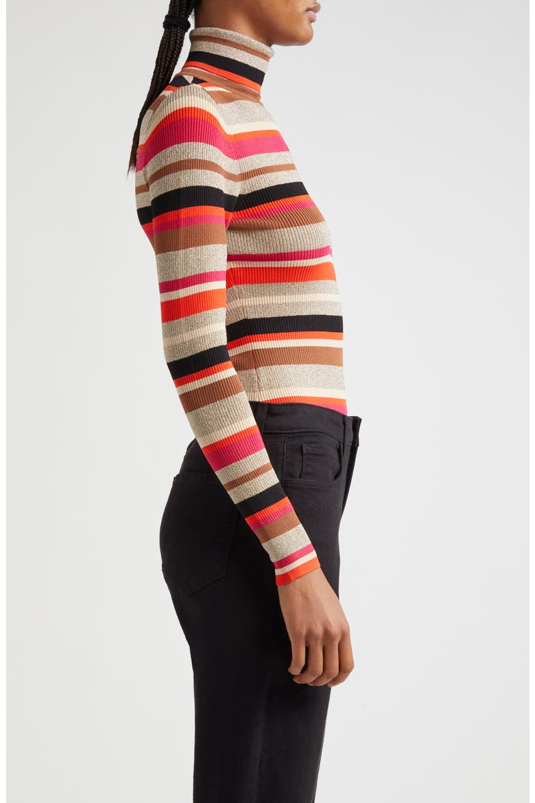 Olene Metallic Stripe Turtleneck Top, Alternate, color, ORANGEPIN