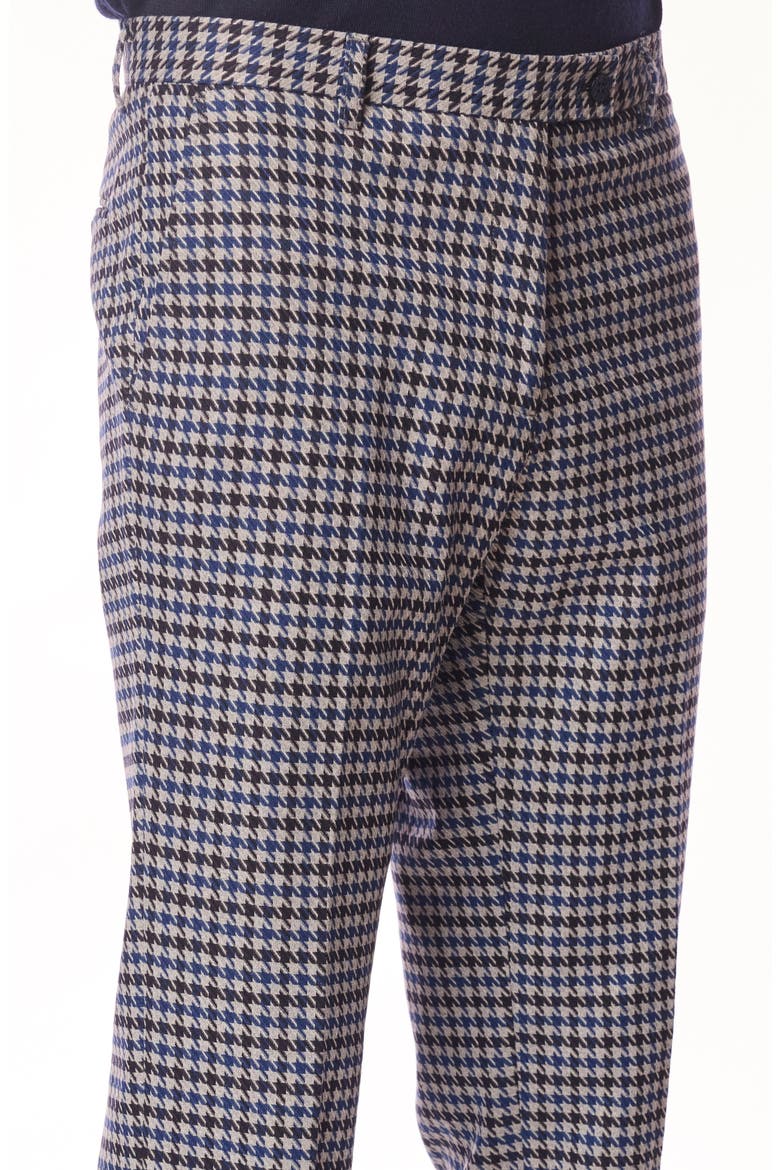 Downing Slim Fit Flat Front Houndstooth Dress Pants, Alternate, color, BLUE BLACK HOUNDSTOOTH