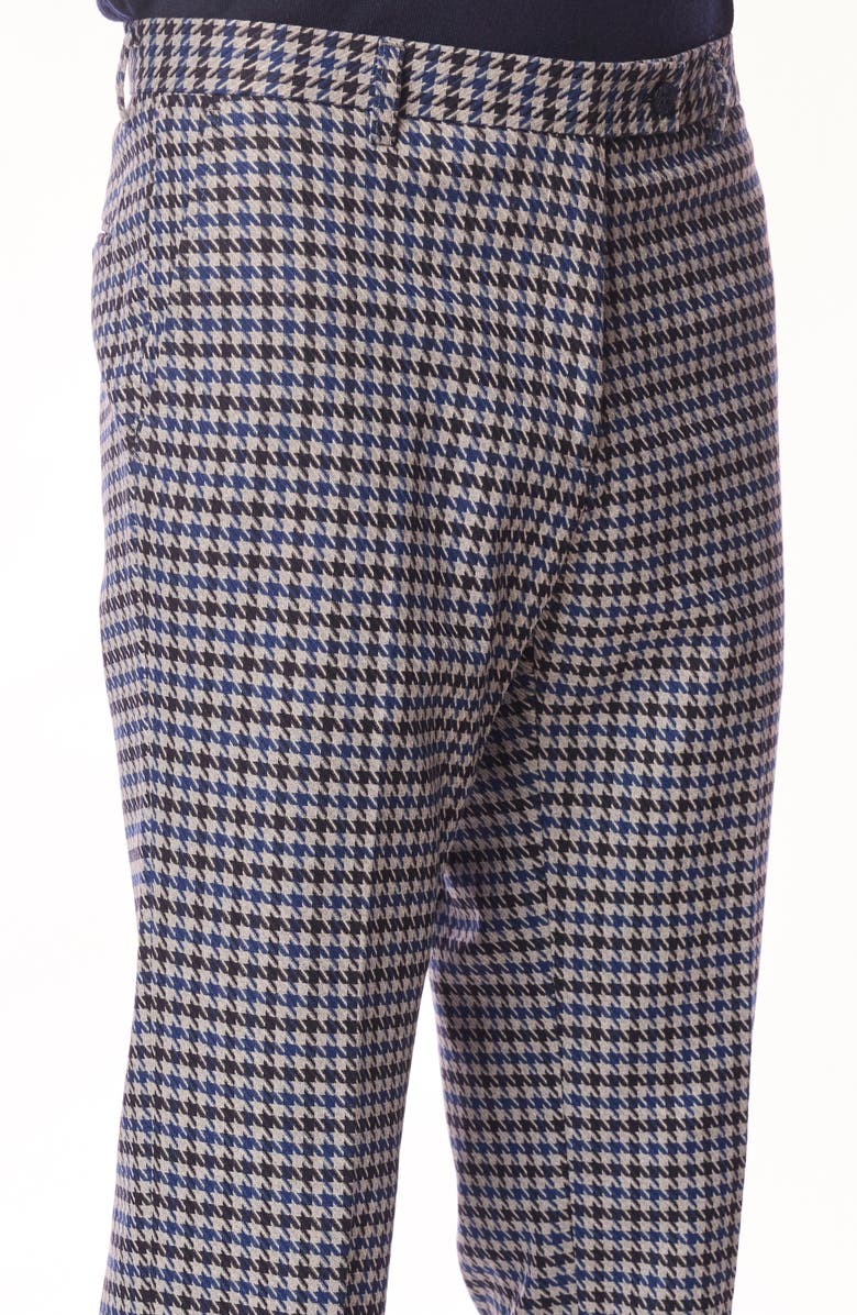 PAISLEY & GRAY Downing Slim Fit Flat Front Houndstooth Dress Pants, Alternate, color, Blue Black Houndstooth