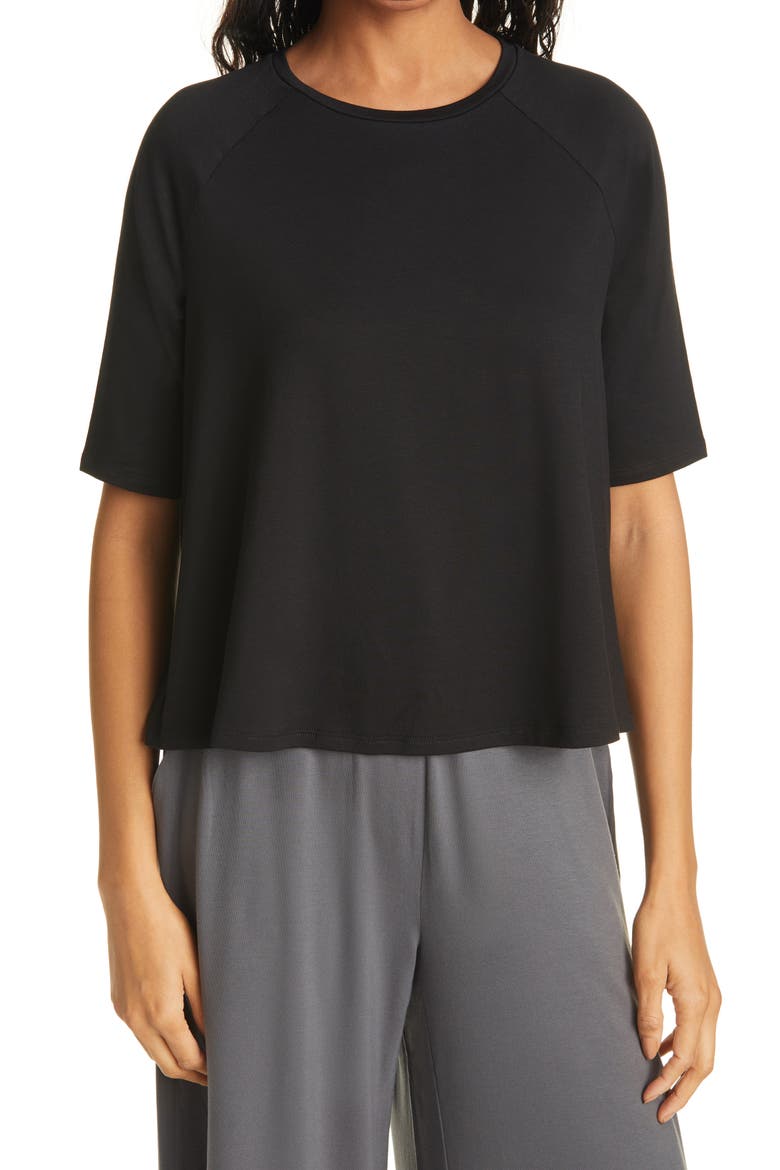 Elbow Sleeve Top, Main, color, BLACK