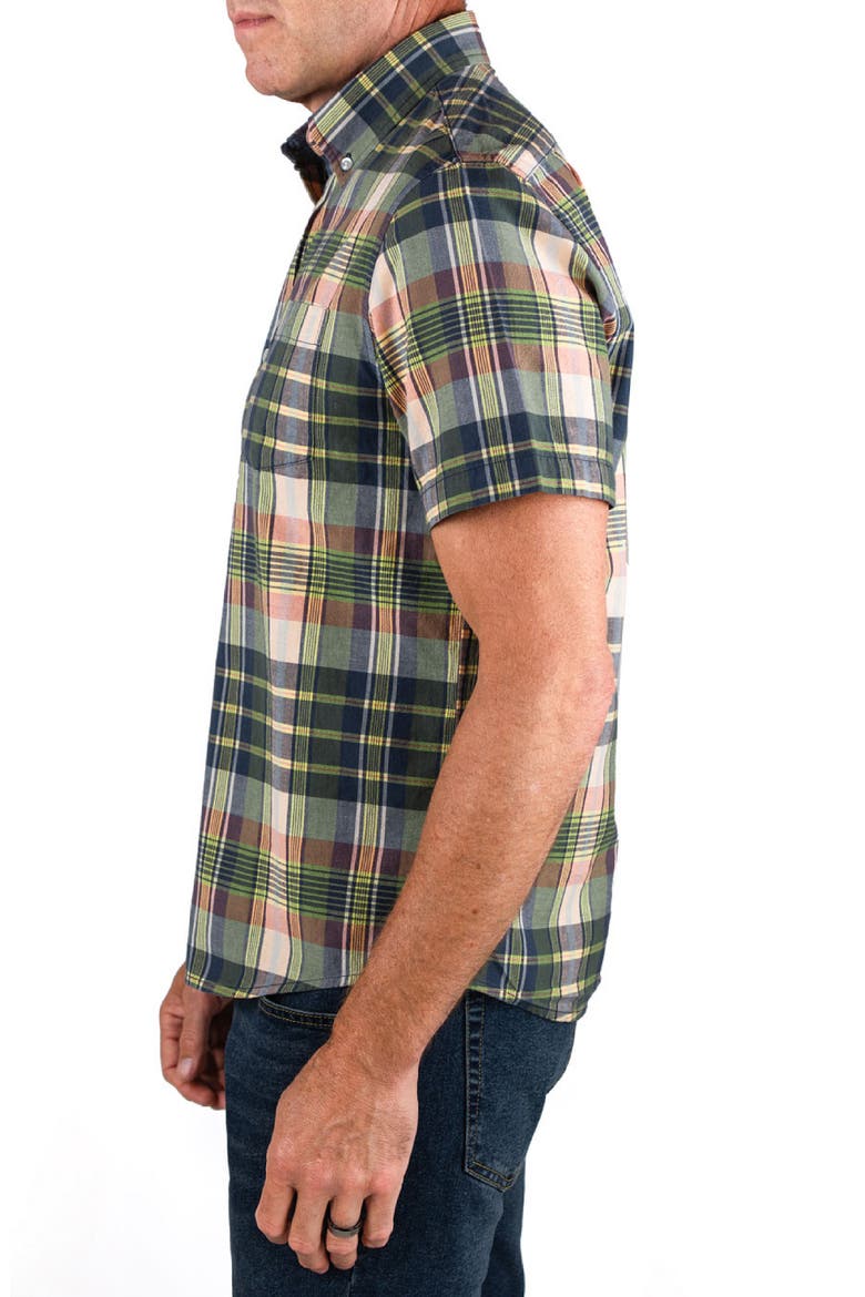 Plaid Short Sleeve Button-Down Shirt, Alternate, color, GREENWICH PLAID