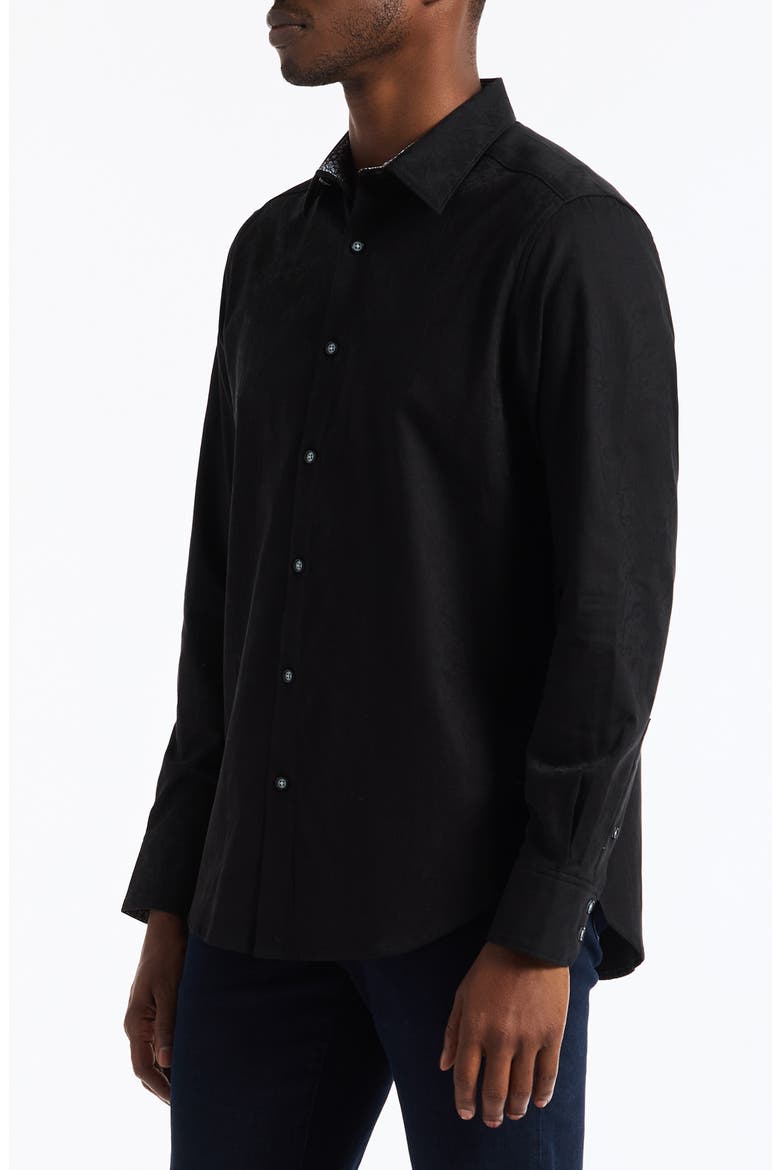 Highland Woven Button-Up Shirt, Alternate, color, BLACK