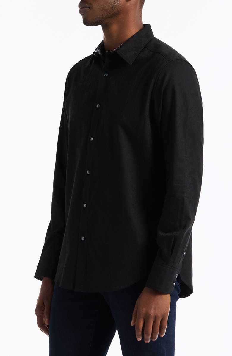 Robert Graham Highland Woven Button-Up Shirt, Alternate, color, Black
