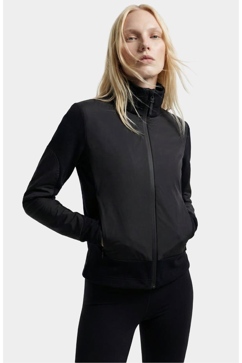 Granada Zip-up Mixed Media Sweater Jacket, Main, color, Black
